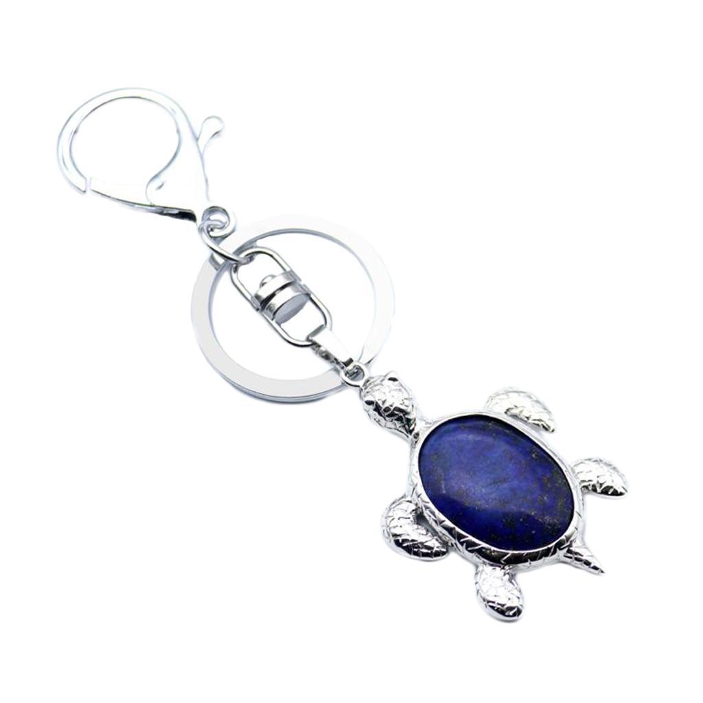 2-3pack Natural Gemstone Turtle Pendant Keychain Keyring Lapis Lazuli