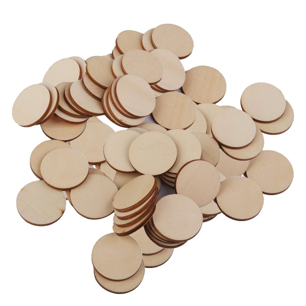 100 Natural Wooden Circle Round Embellishments DIY Crafts Scrapbooking 30mm