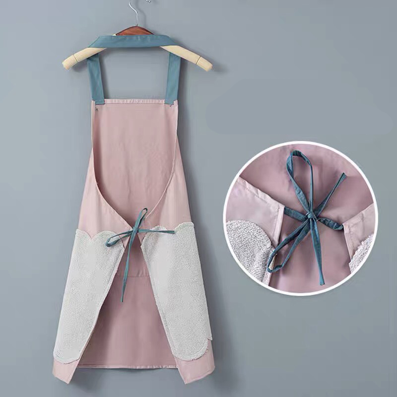 Tạp dề nhà bếp tiện lợi chống nước, chống dầu, có phần lau tay họa tiết tai thỏ, kích thước 90 * 70 cm, tạp dề hoa thỏ kiêm luôn chỗ lau tay xịn xò, chống nước-TGTT