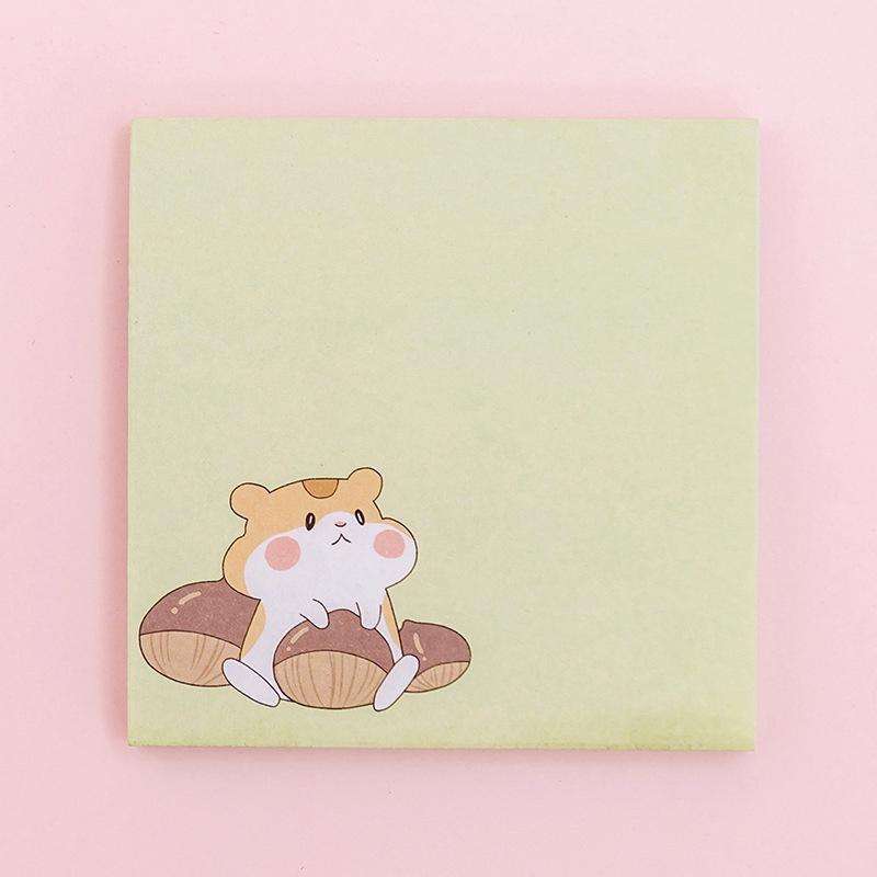 Giấy Note Vuông Ghi Chú Cute Tập 80 Tờ Họa Tiết Chuột Hamster Gấu Trắng Dễ Thương Kích Thước 7.2x7.2cm Có Keo