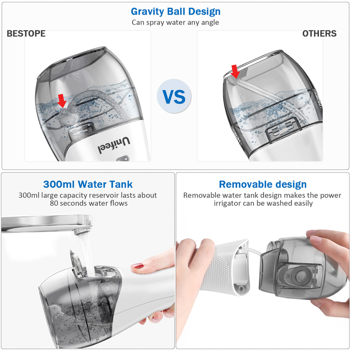 Máy tăm nước kiêm bàn chải đánh răng cầm tay nhãn hiệu Unifeel HF-6 Có 5 chế độ hoạt động - HÀNG NHẬP KHẨU