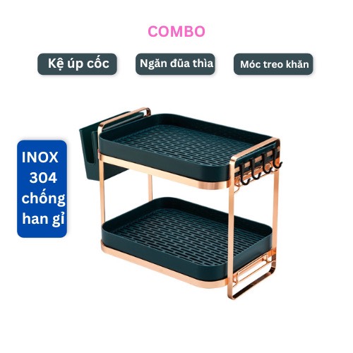 GIÁ KỆ LỖ 2 TẦNG ĐỂ CỐC CHÉN, LY, BÁT ĐA NĂNG DỄ LẮP ĐẶT VÀ DI CHUYỂN MỌI NƠI, TIẾT KIỆM DIỆN TÍCH NHÀ BẾP, CHẤT LIỆU KHAY NHỰA 2 LỚP RÁO NƯỚC, KHUNG KIM LOẠI MẠ VÀNG