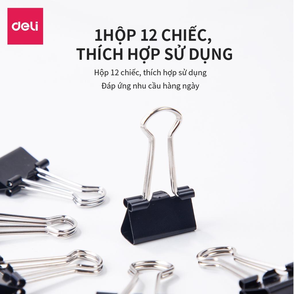 Hộp 12 Kẹp Bướm Deli Kẹp Tài Liêu Giấy Tờ Văn Phòng Phẩm Học Sinh Văn Phòng Nhiều Kích Thước Nhỏ Gọn Tiện Lợi Giá Rẻ