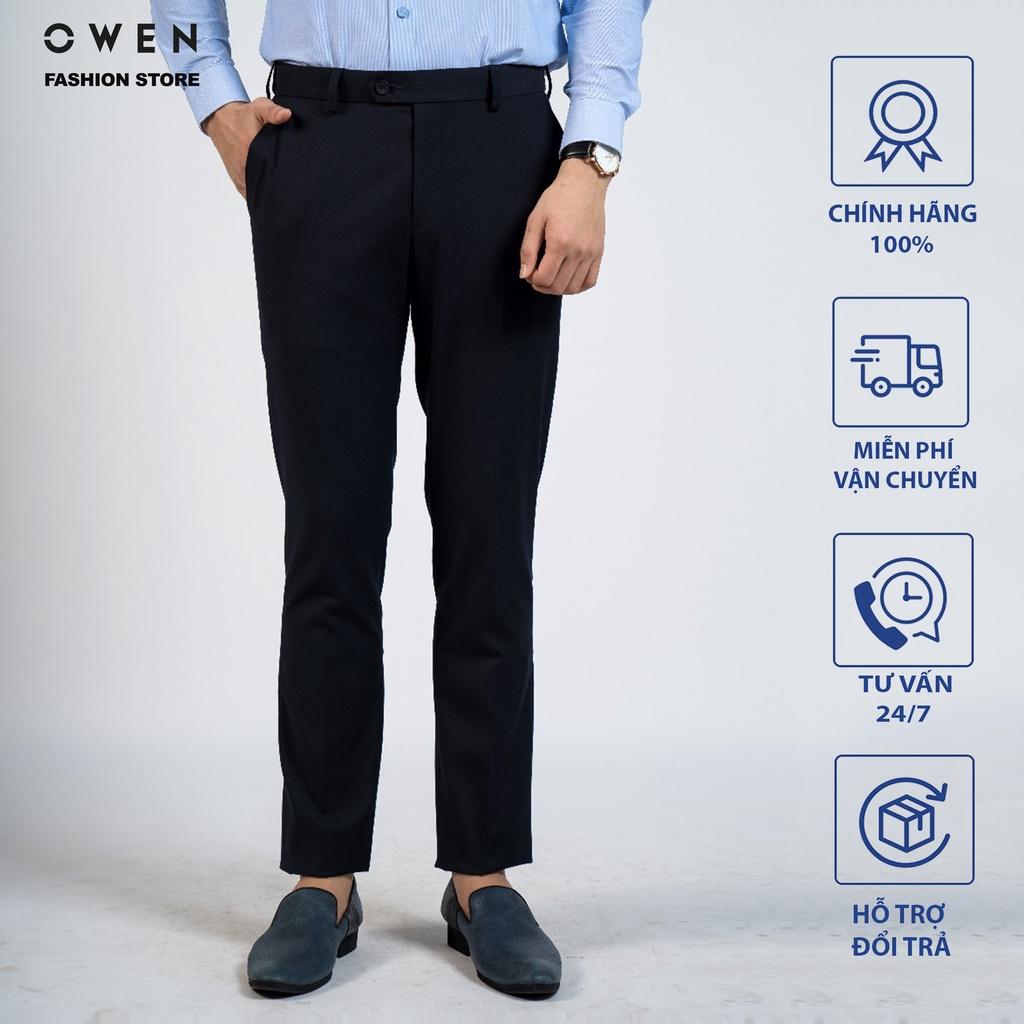 OWEN - Quần âu nam công sở dáng SLIMFIT màu Navy có trợ cạp co dãn mã QST220511-N