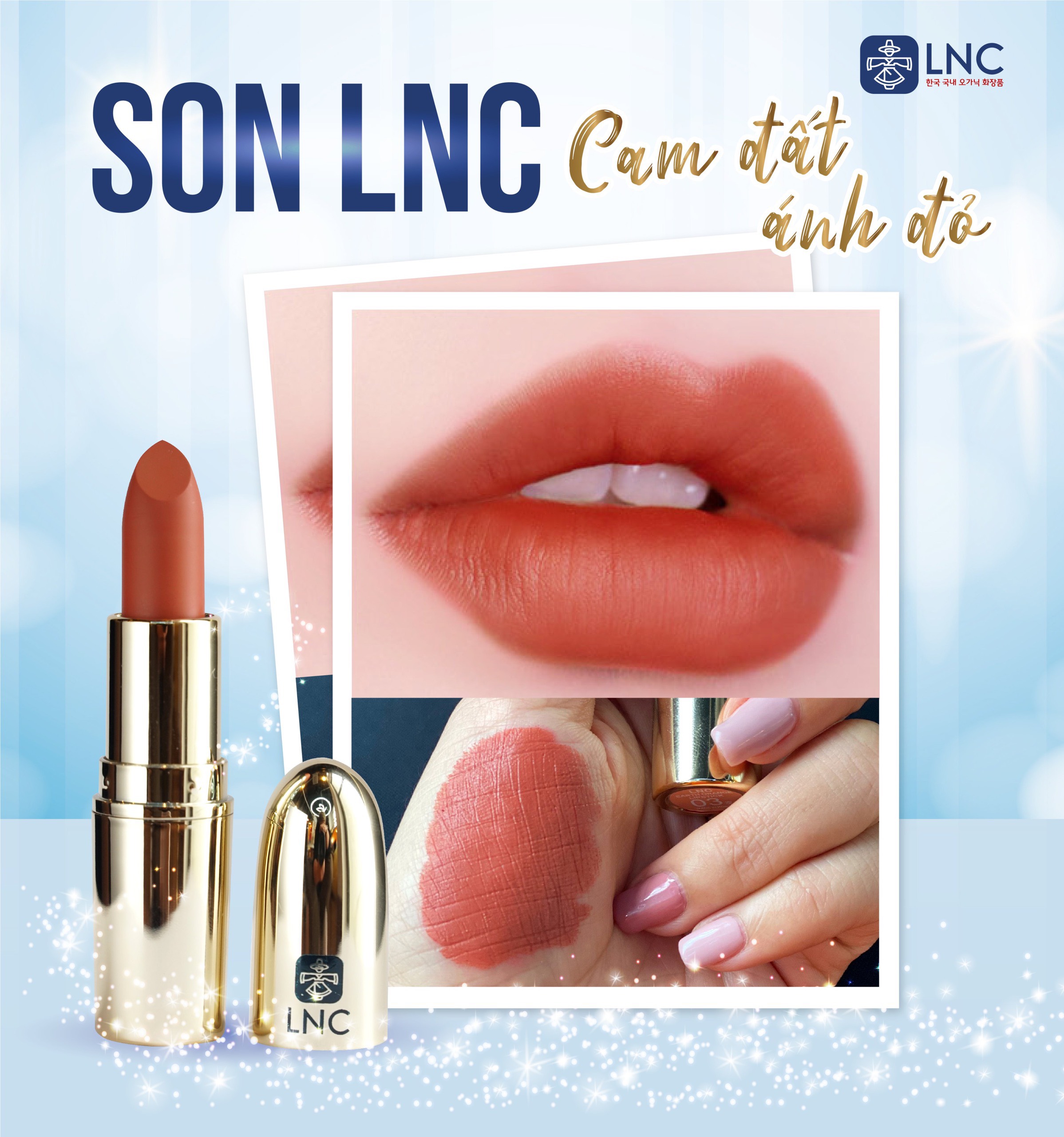 Son Organic không chì LNC Hàn Quốc màu Cam đất ánh đỏ (LNC EARTH ORANGE LIPSTICK 03.EARTH ORGANGE)