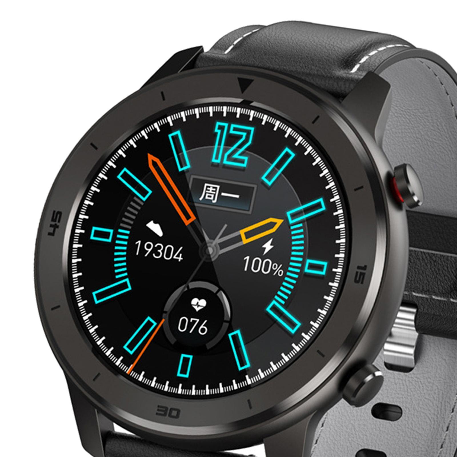 DT78 Smart Wrist Watch Bracelet Heart Rate Black PU Leather