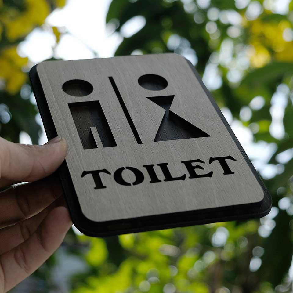 Bảng Toilet Gỗ dán cửa nhà vệ sinh trang trí LEVU TL07