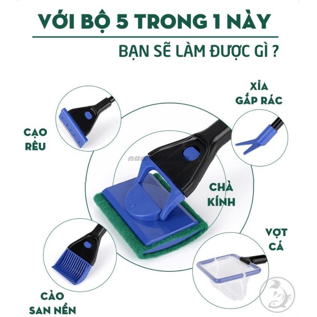 Bộ Vệ Sinh Bể Cá Đa Năng 5 trong 1 | Vợt - Vệ Sinh - Cọ - Làm Sạch Bể Cá Cảnh, Thuỷ Sinh