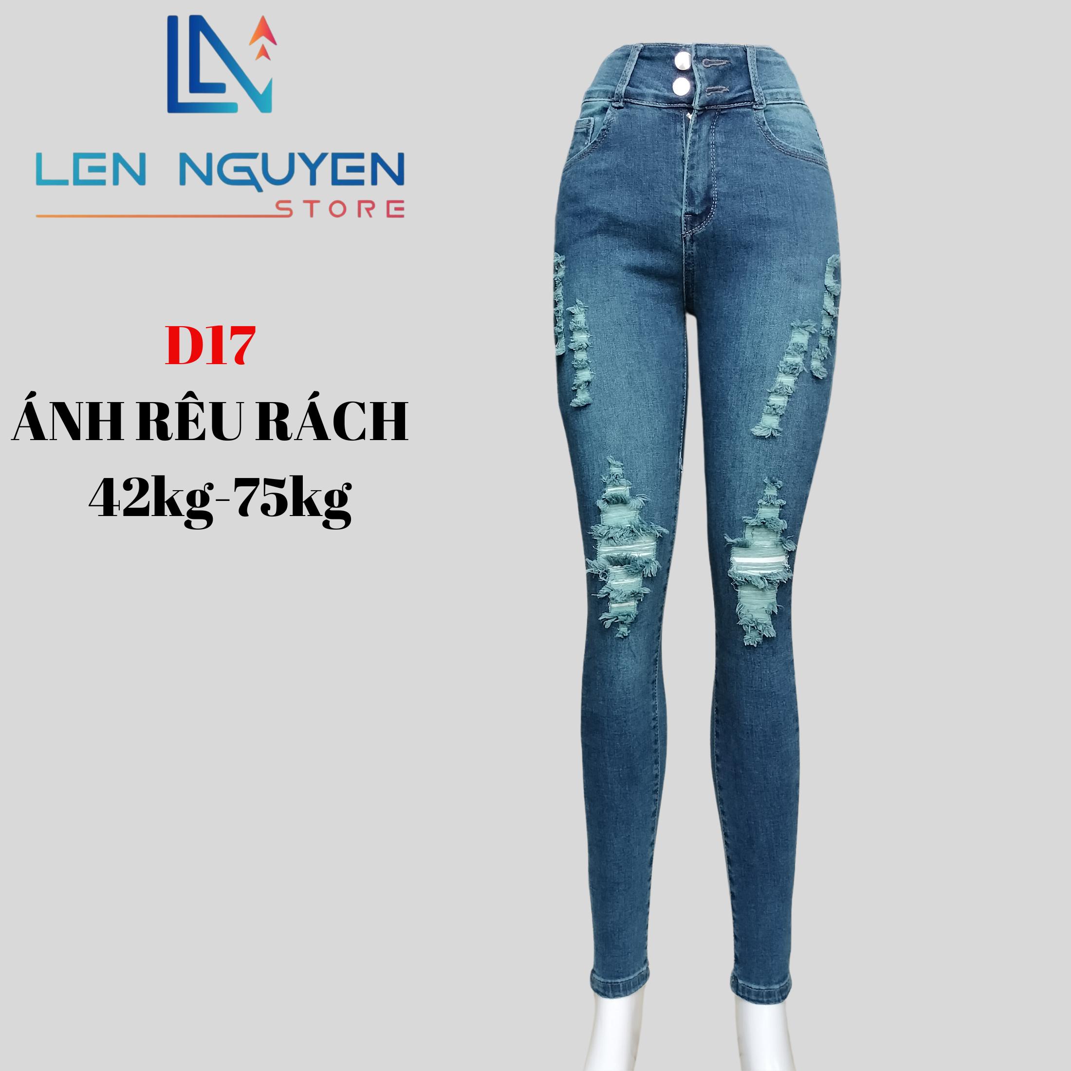 D17_Quần Jean Nữ Dài 95Cm- 96cm ,Thiết Kế Pass Lưng, Quần lưng cao 3 nút, Quần Jean Nữ Lưng Cao Quần Bò Nữ Co Giãn Để Chọn dành cho 42kg đến 76kg hotgirl bigsize kiểu Pants Denim Women