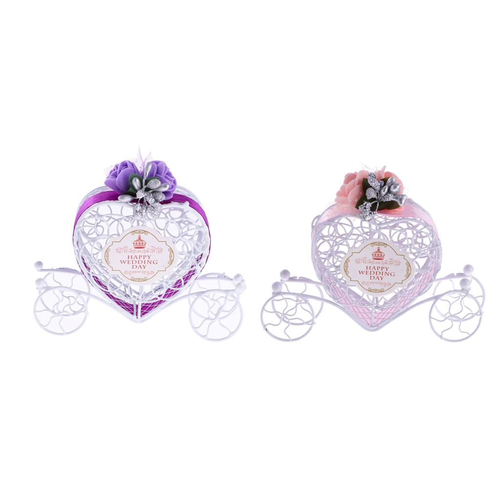 6Pieces Carriage Candy Chocolate Boxes Wedding Party Favour Decor Box Purple