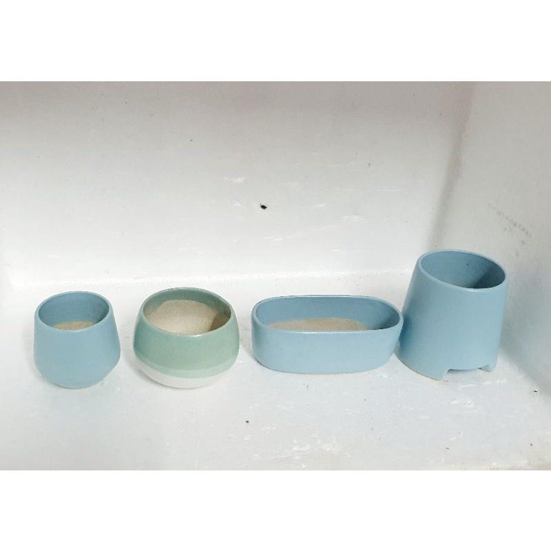 Chậu sứ trồng cây cảnh màu trắng trơn, hồng, xanh