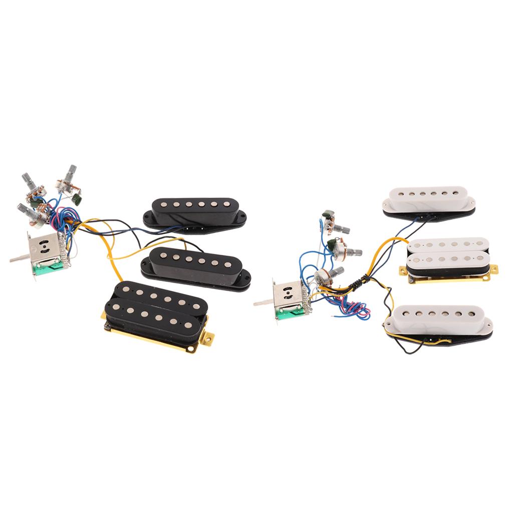 Prewired 6 String Guitar Single Coil Pickup Humbucker Pickup 3 Way Toggle Switch with Volume&Tone Control Knobs