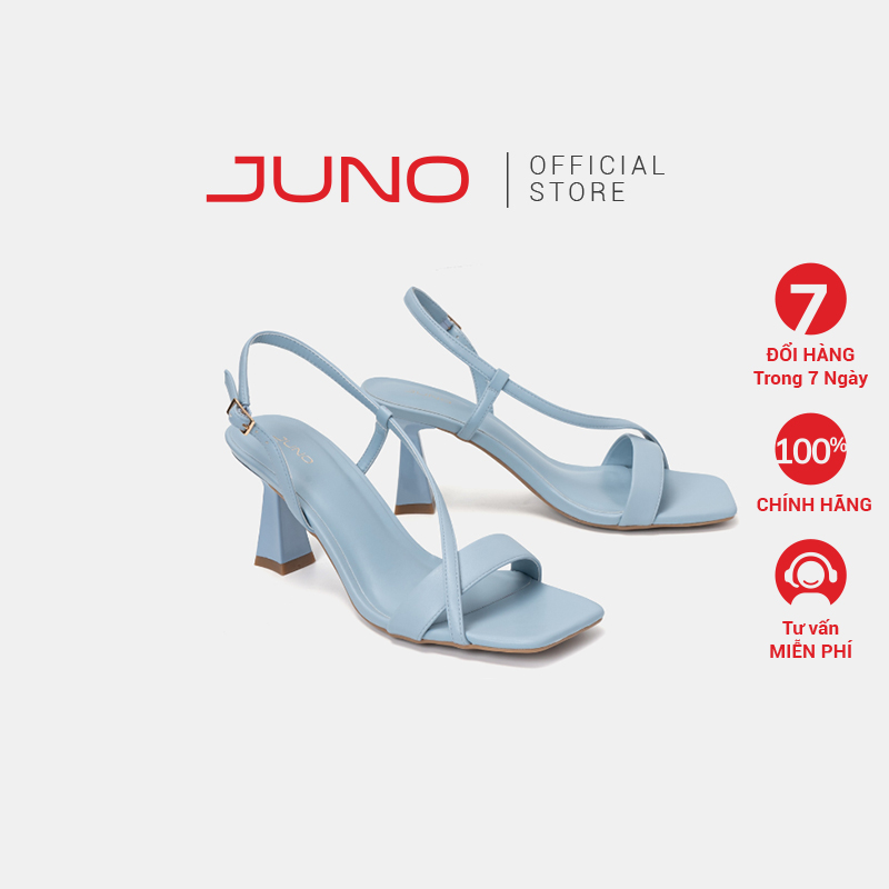 Giày Sandal Nữ 7cm Thời Trang JUNO Phối Quai Chéo Gót Thanh SD07087