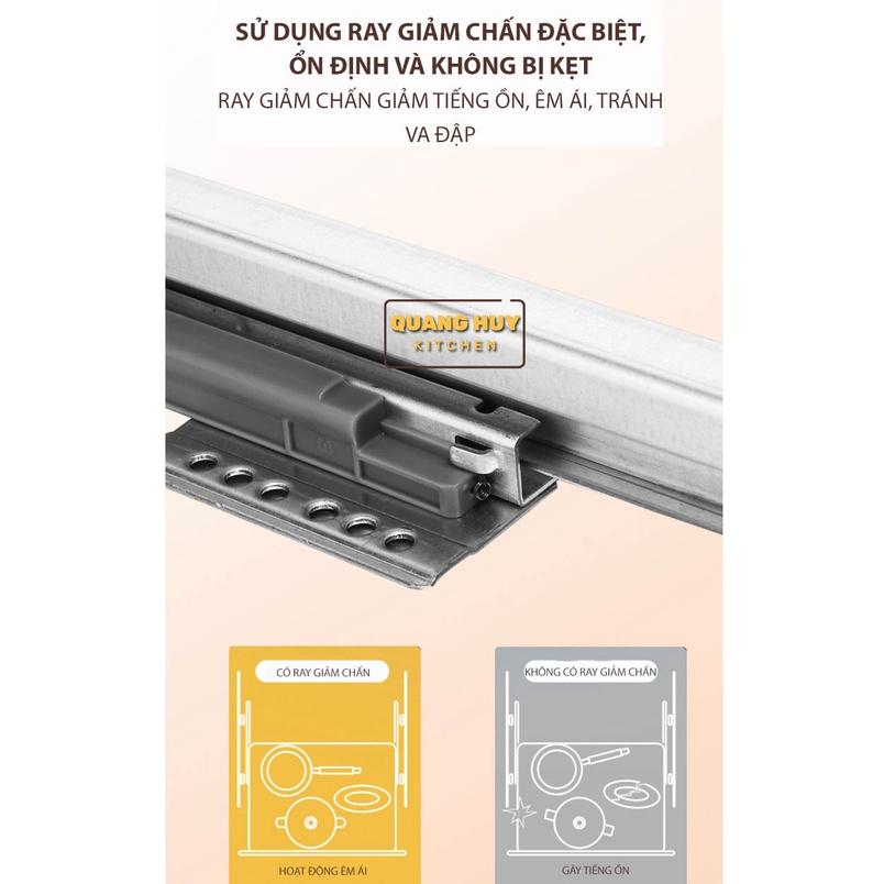 Giá dao thớt giá rẻ inox 201 nan dẹt kèm ray giảm chấn