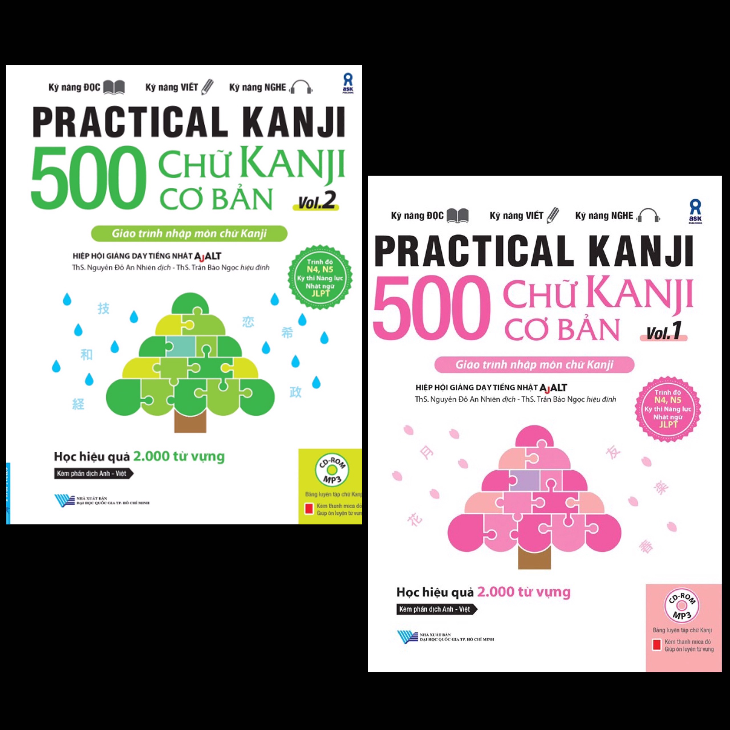 Combo Kĩ Năng Học Chữ Kanji Nhanh, Hiệu Quả: 500 Chữ Kanji Cơ Bản Vol.1 +  500 Chữ Kanji Cơ Bản Vol.2