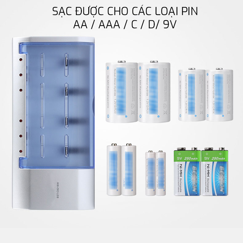 Pin Sạc Cỡ C/D 4000/5000mAh Và Sạc BST-C821BW