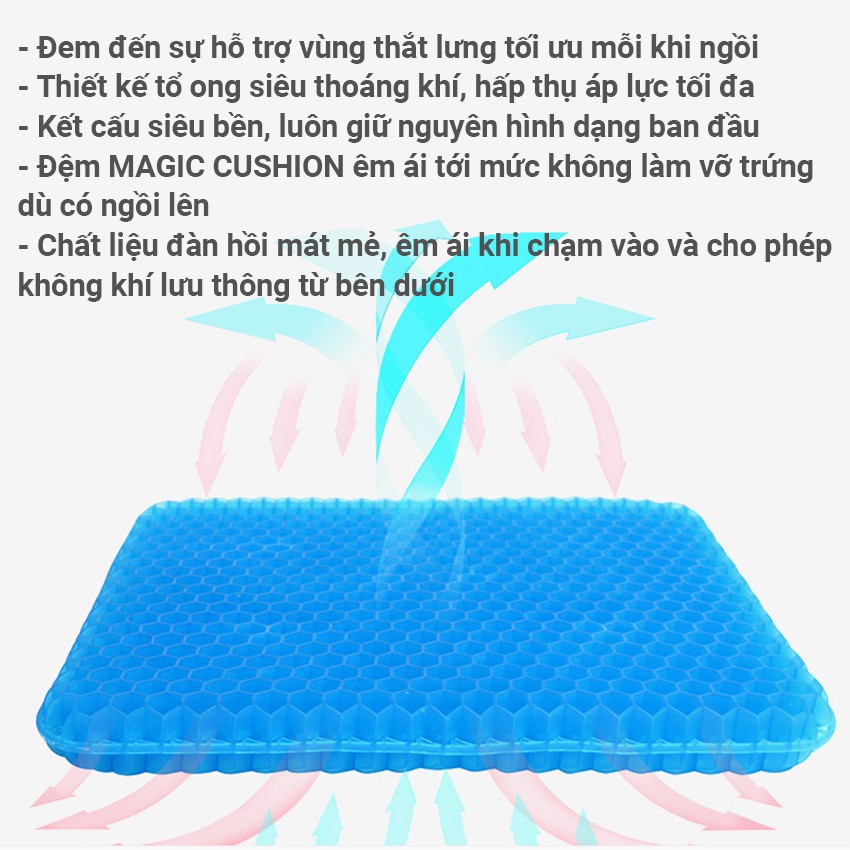 Đệm Lót Ghế Ngồi Chống Mỏi Dạng Tổ Ong | Chất Liệu Silicon Cao Cấp Giúp Thoáng Khí, Tuần Hoàn Máu, Giảm Đau Mỏi Khi Ngồi Lâu