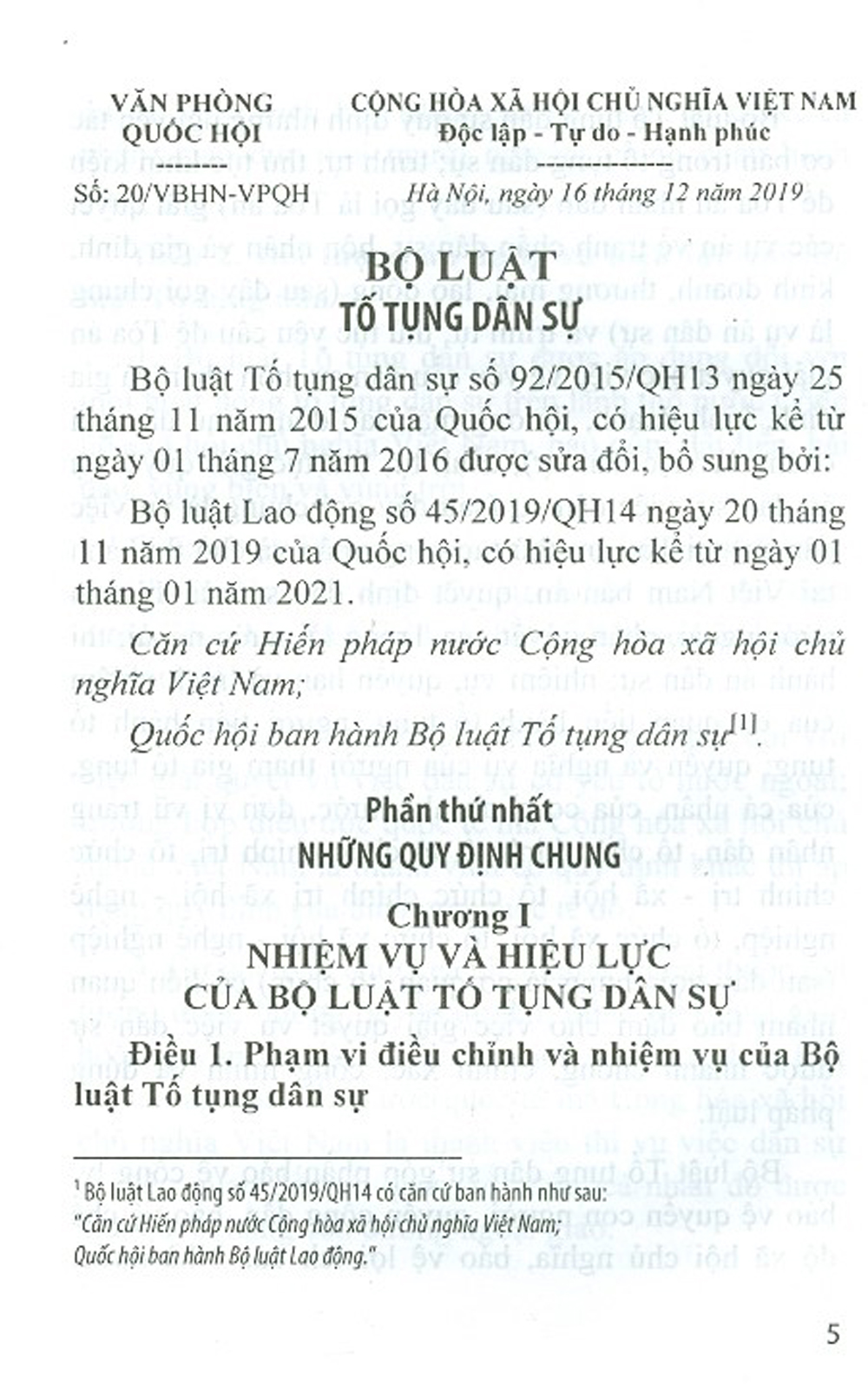 Bộ Luật Tố Tụng Dân Sự  Nước Cộng Hòa Xã Hội Chủ Nghĩa Việt Nam