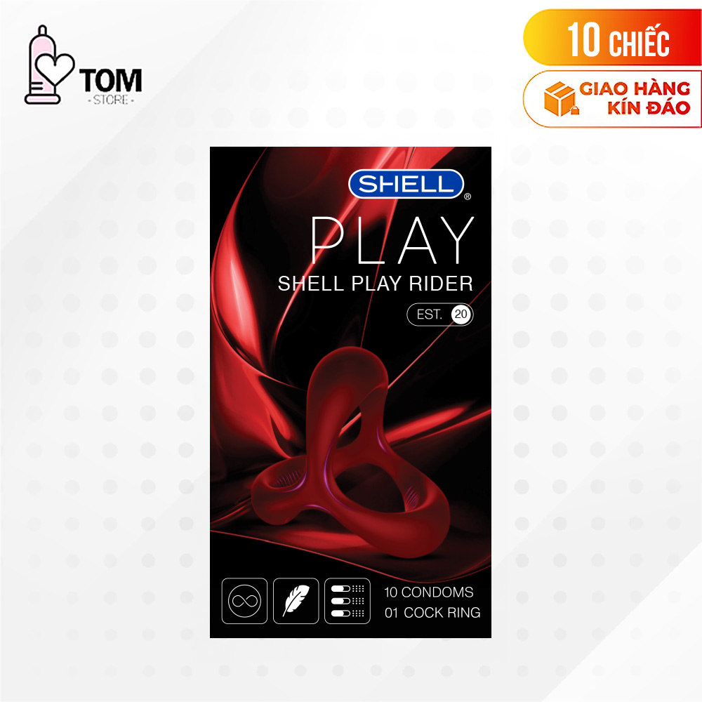 Bao cao su Shell Play Rider 6 tính năng - Hộp 10 cái + 1 Play Box Rider