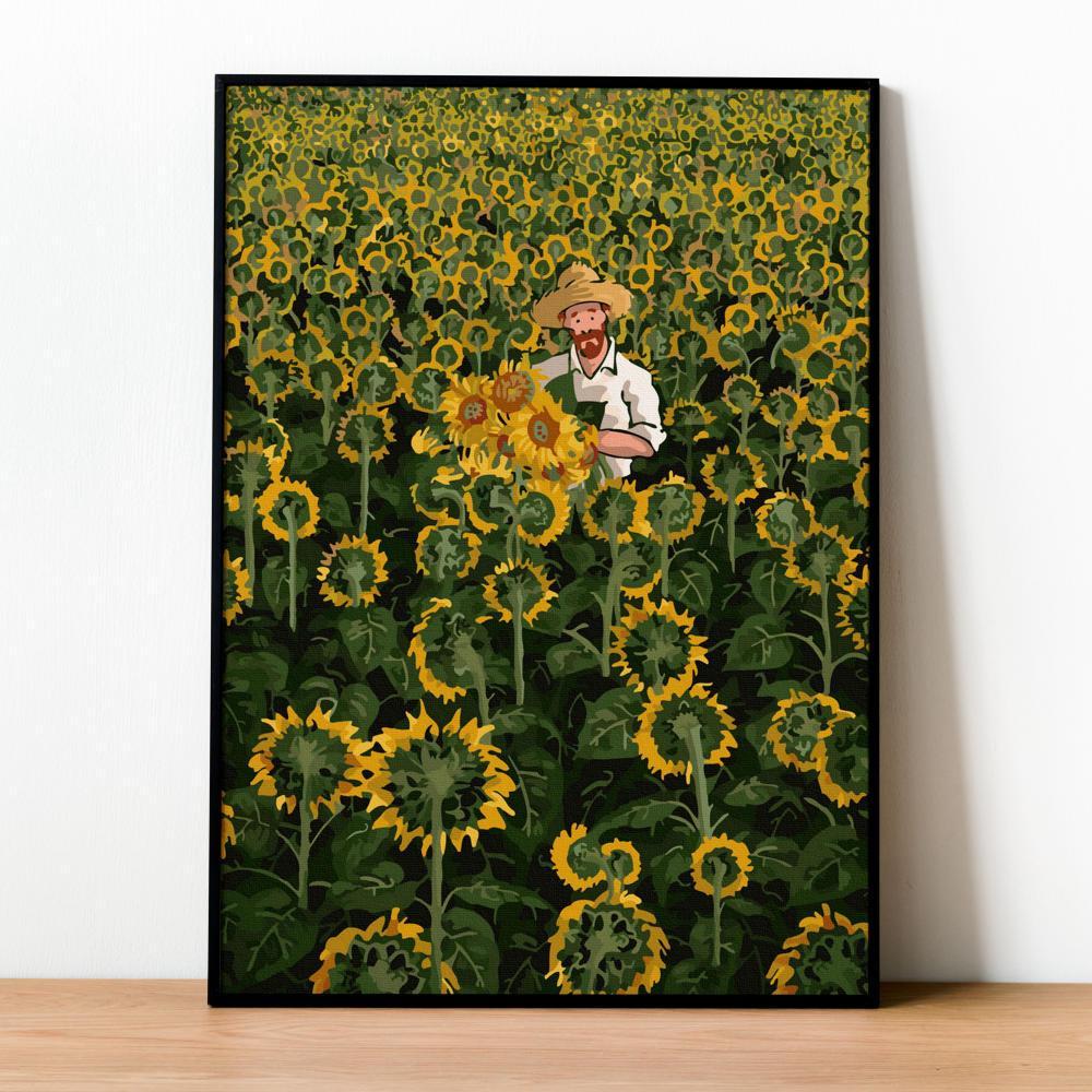 Tranh số hóa VanGogh Cánh đồng hoa hướng dương đã căng khung 40x50cm