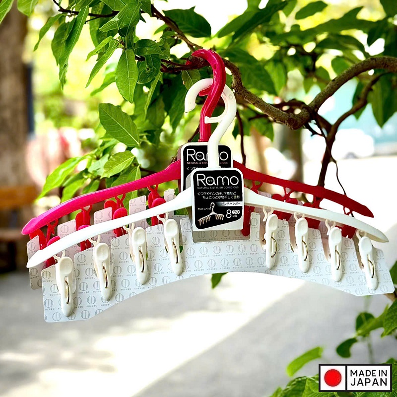 Móc phơi quần áo 8 kẹp Kokubo Ramo - Made in Japan