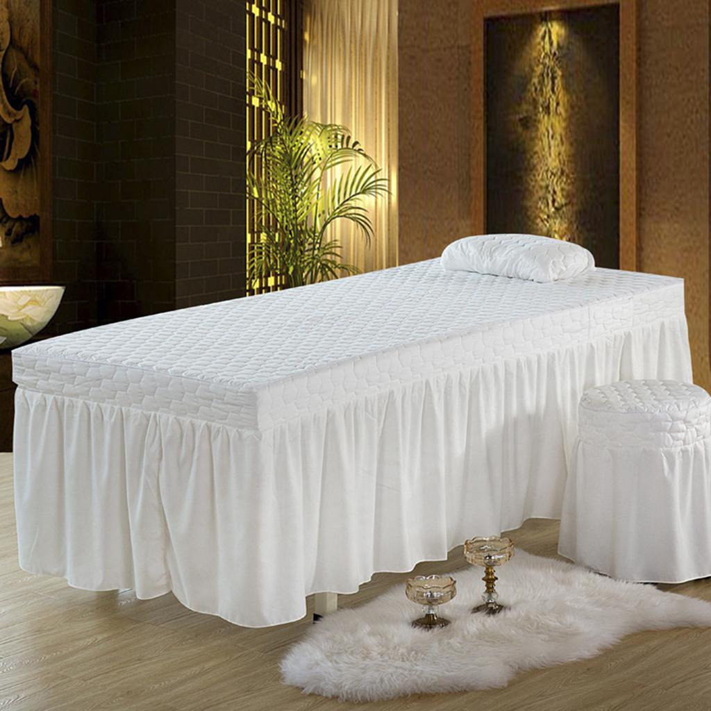 Massage Table Skirt Beauty Bed Cover Valance Sheet  2 White