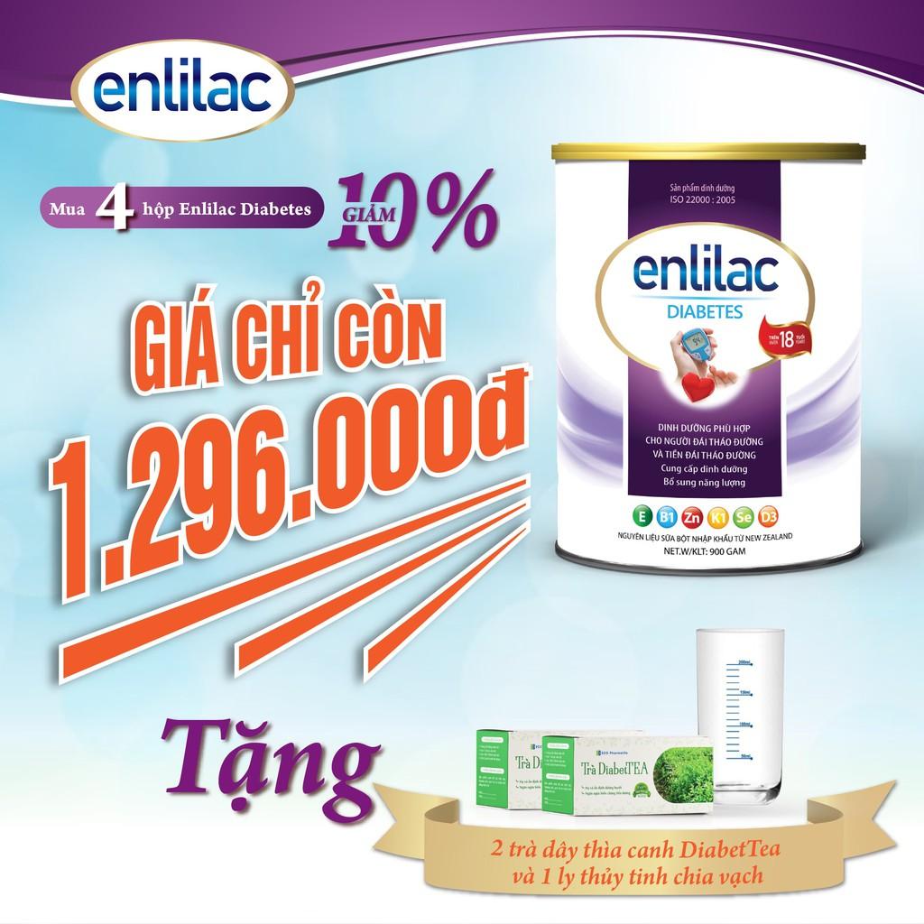 Sữa bột Enlilac Diabetes - 400gr, sữa dinh dưỡng cho người bệnh tiểu đường, giúp ổn định đường huyết