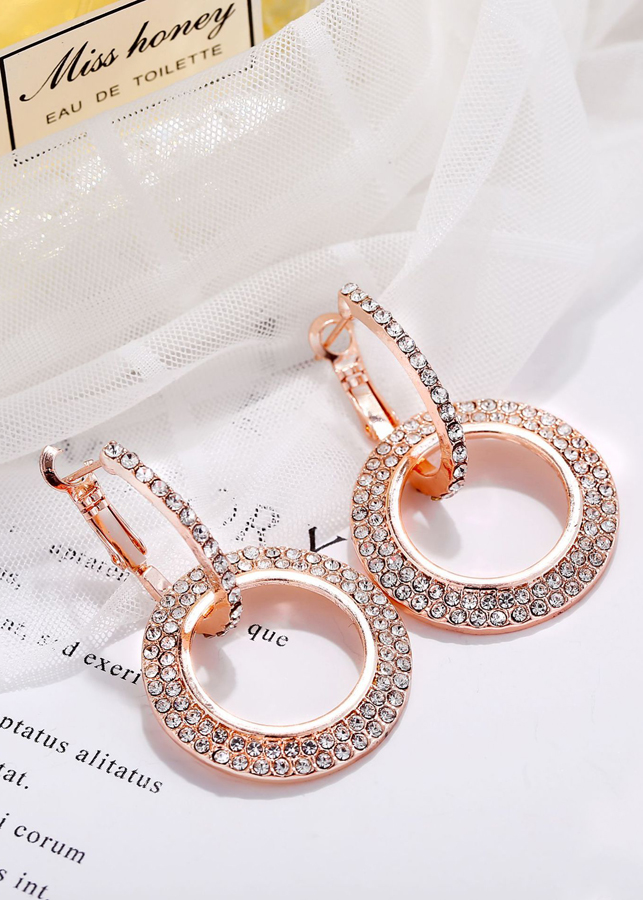 Bông tai tròn đính đá zircon lấp lánh