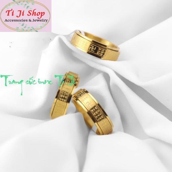 Nhẫn titan bát nhã tâm kinh bản nhỏ 6mm màu vàng siêu đẹp, bền màu - đeo tay vạn sự may