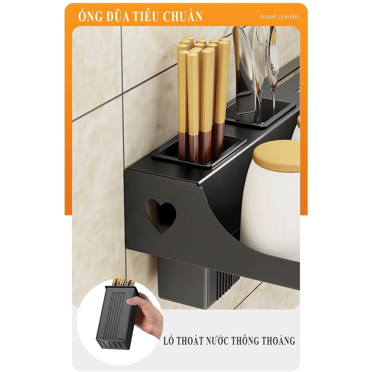 Giá Treo Đồ Nhà Bếp Kèm Gia Vị, Giá Cài Dao, Kéo, Đồ Dùng Nhà Bếp Đa Năng Bằng Inox Không Gỉ