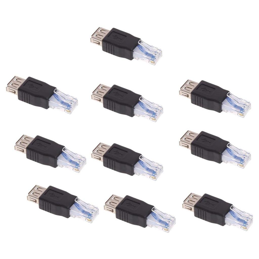 10 Pieces  Male to USB Female LAN Network Sockets Adapter Converter