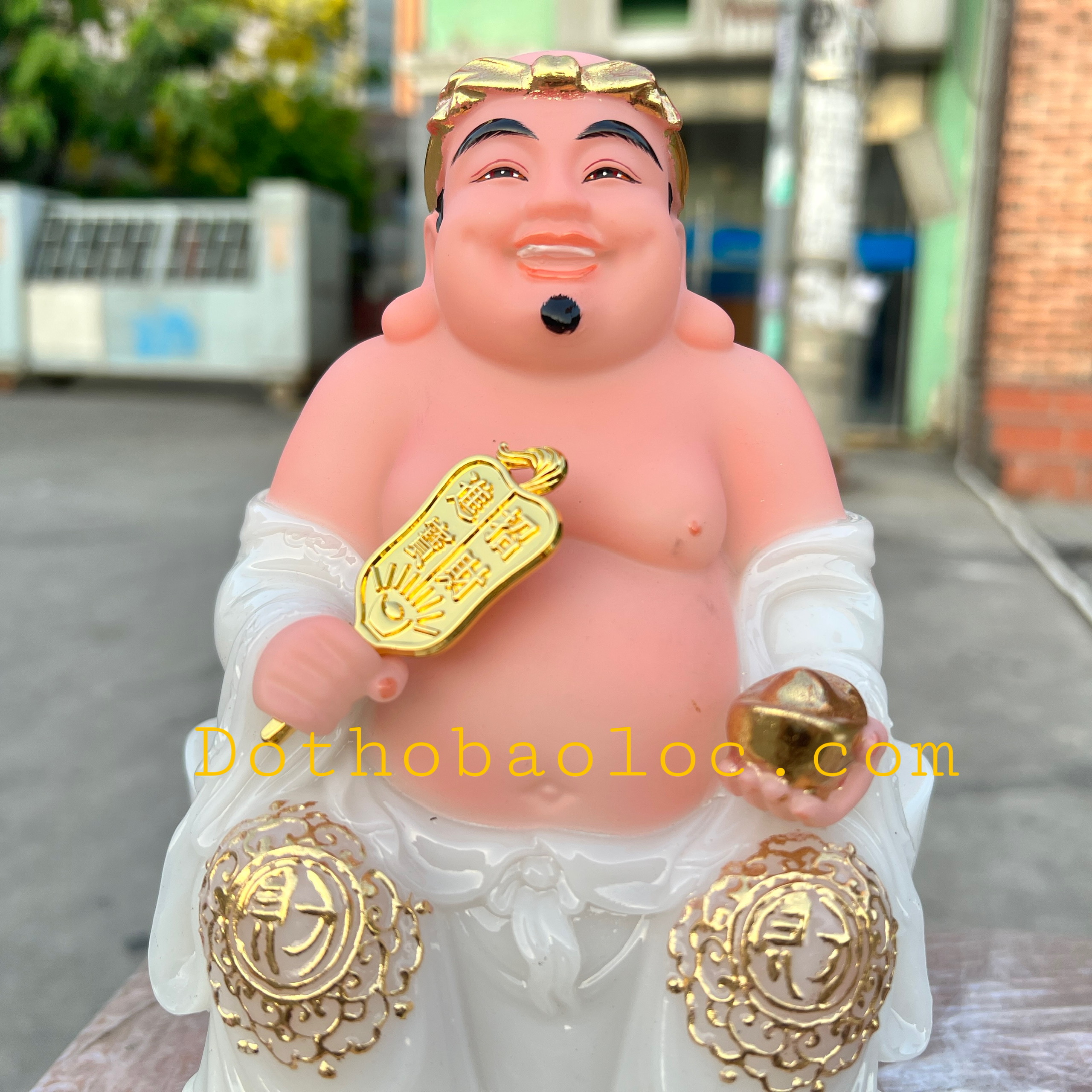 Tượng Thần tài Thổ Địa đế đá nhập khẩu cao cấp cao 20cm – Trắng