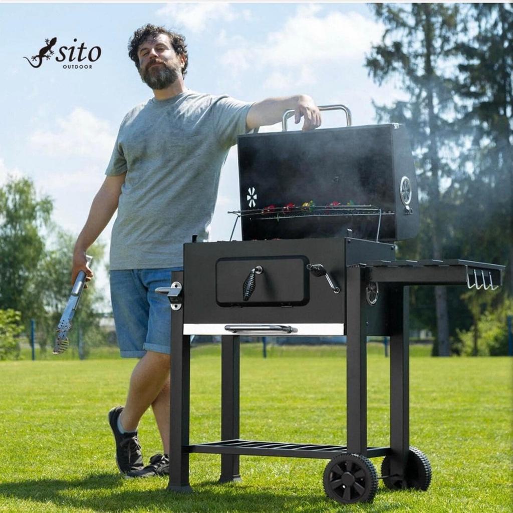 Bếp Nướng Than Hoa Ngoài  Trời BBQ SITO, Chất Liệu Thép Sơn Chịu Nhiệt Mạ Chrome, Dùng Cho Gia Đình, Nhà Hàng, Nhập Hàn