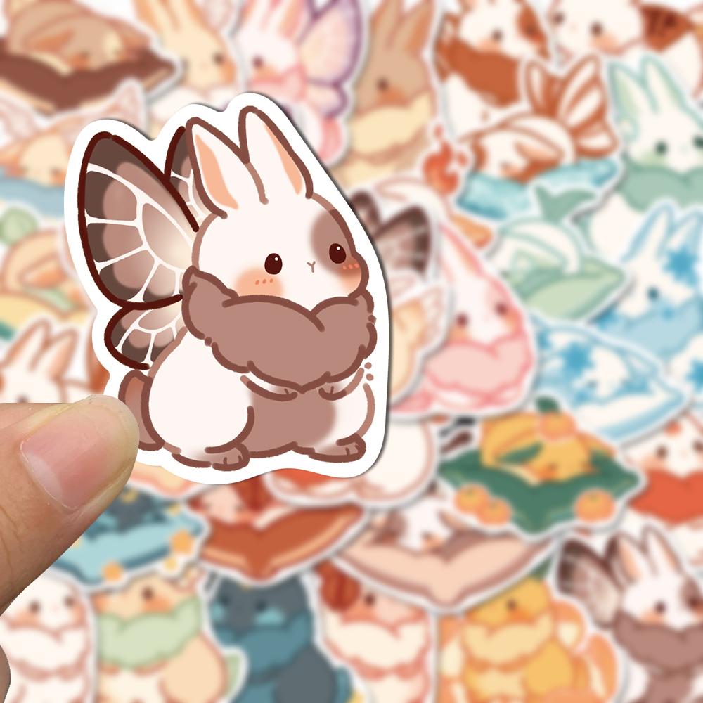 Sticker thỏ ma thuật chibi hoạt hình cute trang trí mũ bảo hiểm, guitar, ukulele, điện thoại, sổ tay, laptop - mẫu S13