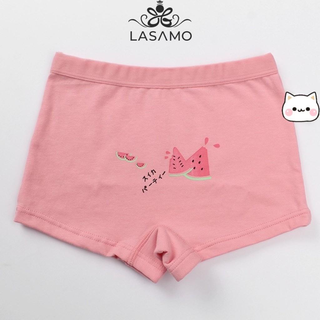 Set 4 chiếc quần chip bé gái, quần lót cho bé gái cotton cao cấp họa tiết Dưa hấu dễ thương hãng LASAMO mã QLB004