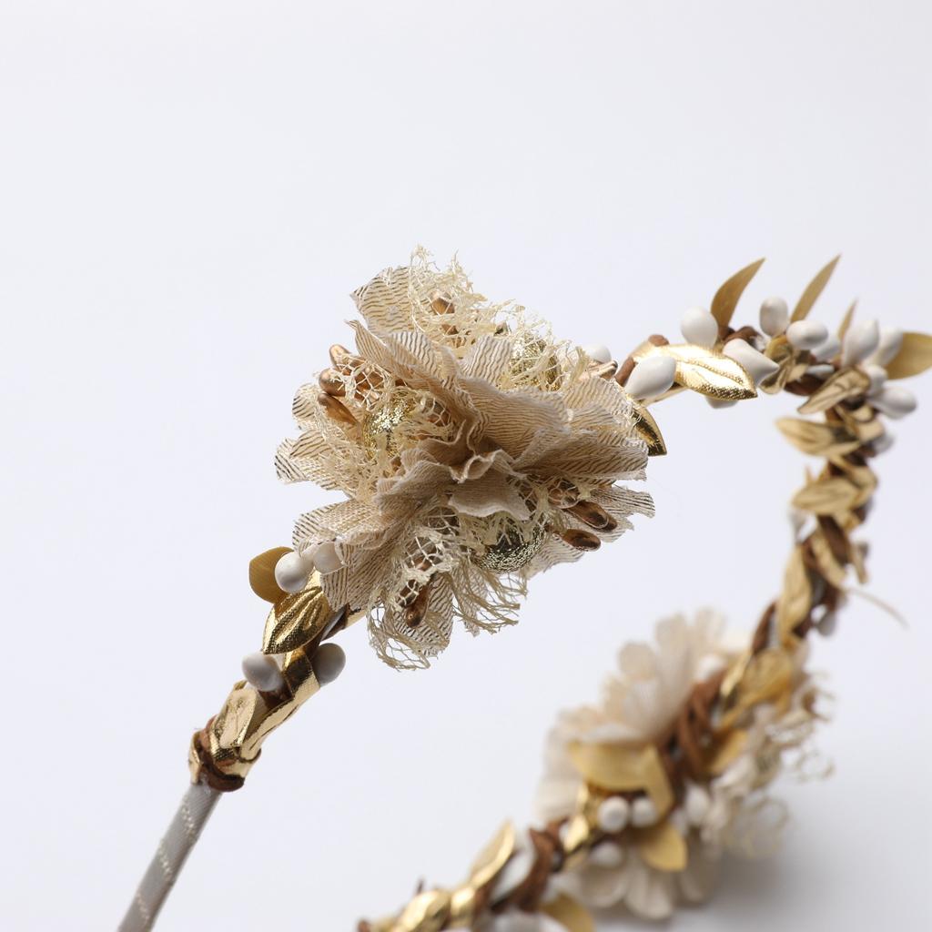 Women Beige Flower Girl Fairy Wedding Party Hair Headband Garland