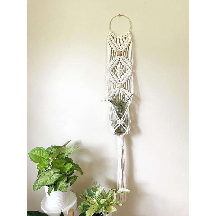 Dây tết macrame treo tường trang trí lọ hoa