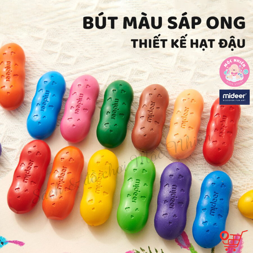 Bút Sáp Màu Lụa Hữu Cơ Quả Đậu Mideer Pease Crayons Cho Bé Từ 18m+