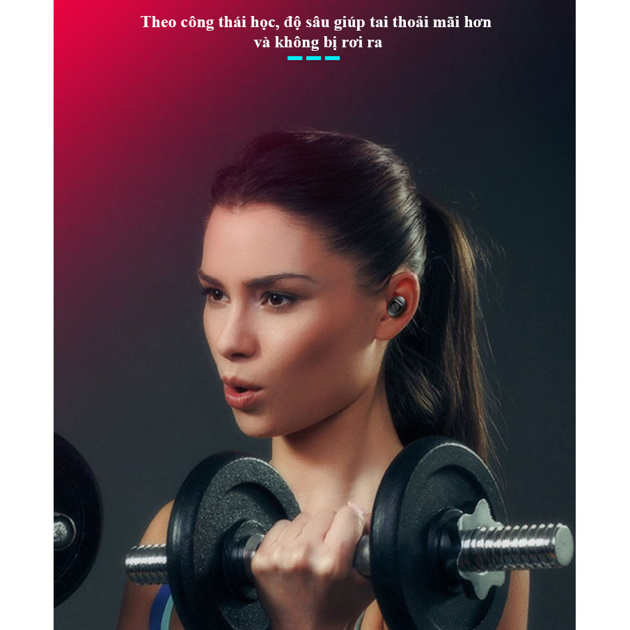 Tai nghe Bluetooth Hitoor XG12U TWS dual-pass 5.0 stereo thể thao tai nghe không dây dùng cho điện thoại di động - HÀNG NHẬP KHẨU