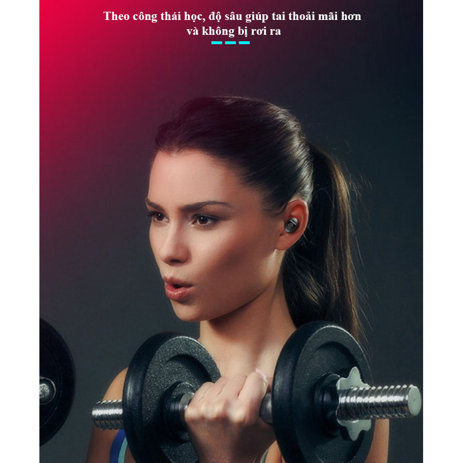 Tai nghe Bluetooth Hitoor XG12 TWS dual-pass 5.0 stereo chống nước tai nghe thể thao không dây pin khỏe - hàng nhập khẩu