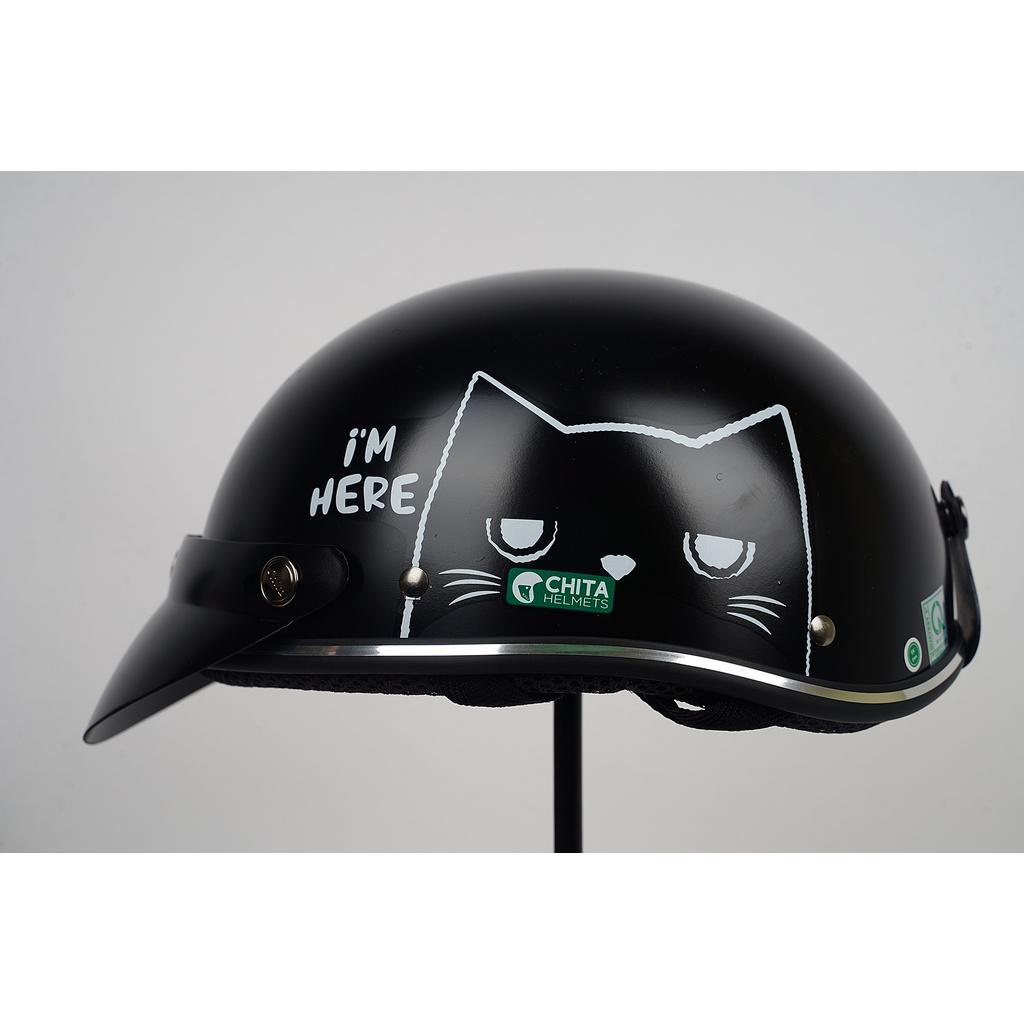 Mũ Bảo Hiểm 1/2 Đầu CHITA HELMETS CT6B1 Tem I need A Cat