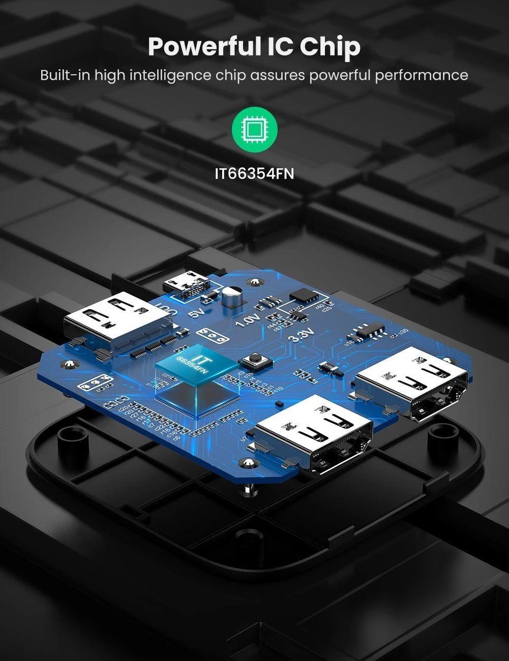Ugreen 80126 4K 60HZ 2 vào 1 ra bộ chuyển HDMI 2.0 Switcher màu đen Ugreen CM333 - Hàng Chính Hãng