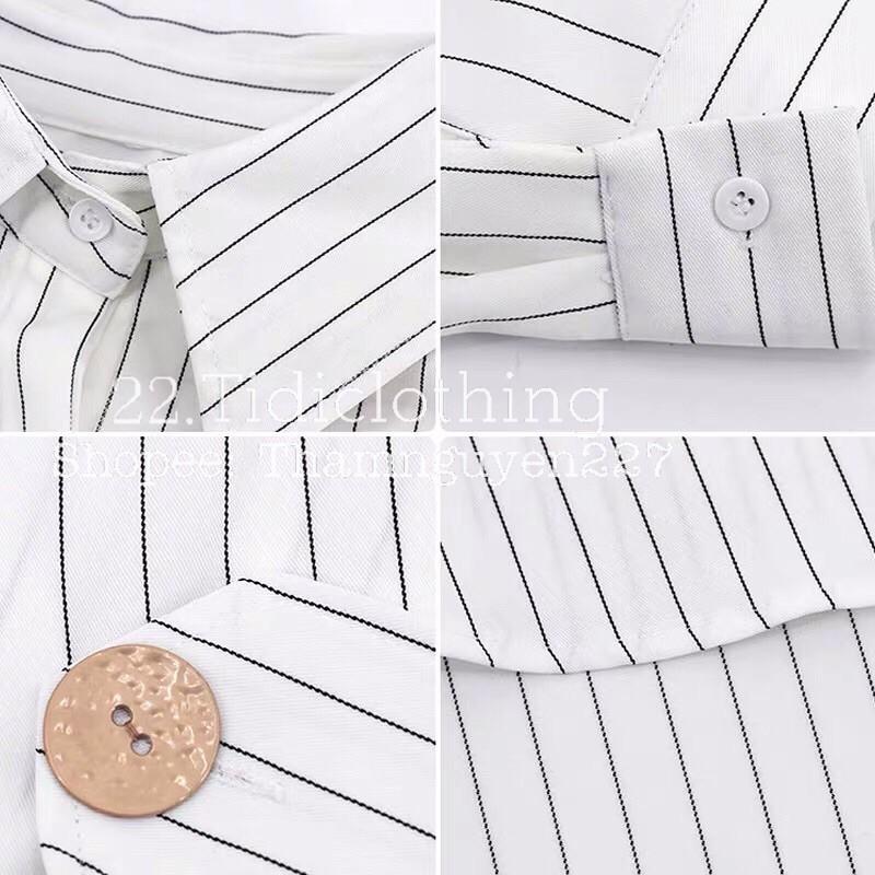 Áo sơ mi kiểu Hàn Quốc _ nút chéo form rộng Oversize