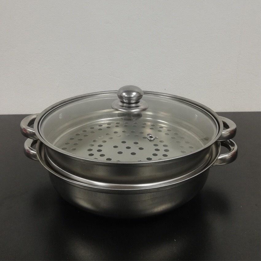 Nồi hấp Inox 2 tầng sử dụng cho cả bếp từ và bếp ga