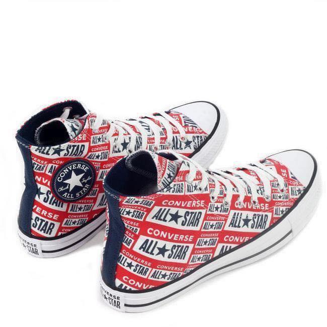 Giày Sneaker Unisex cổ cao màu đỏ Converse Chuck Taylor All Star Logo Play Hi Red - 166984V