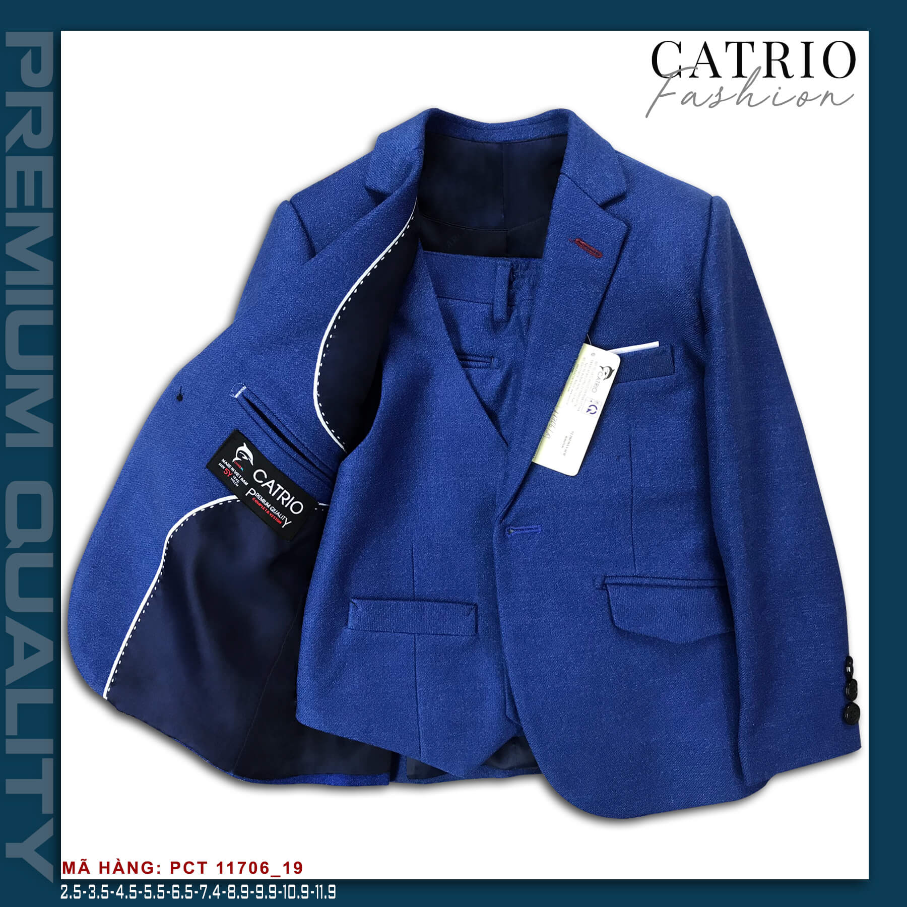 BỘ VEST BÉ TRAI CATRIO PCT11706/19 LÀ BỘ COMPLET TRẺ EM từ 2 tuổi đến 11 tuổi  phù hợp ngày lễ tết, tiệc cưới thuộc BST quần áo complet veston trẻ em CATRIO mùa thu đông 2021