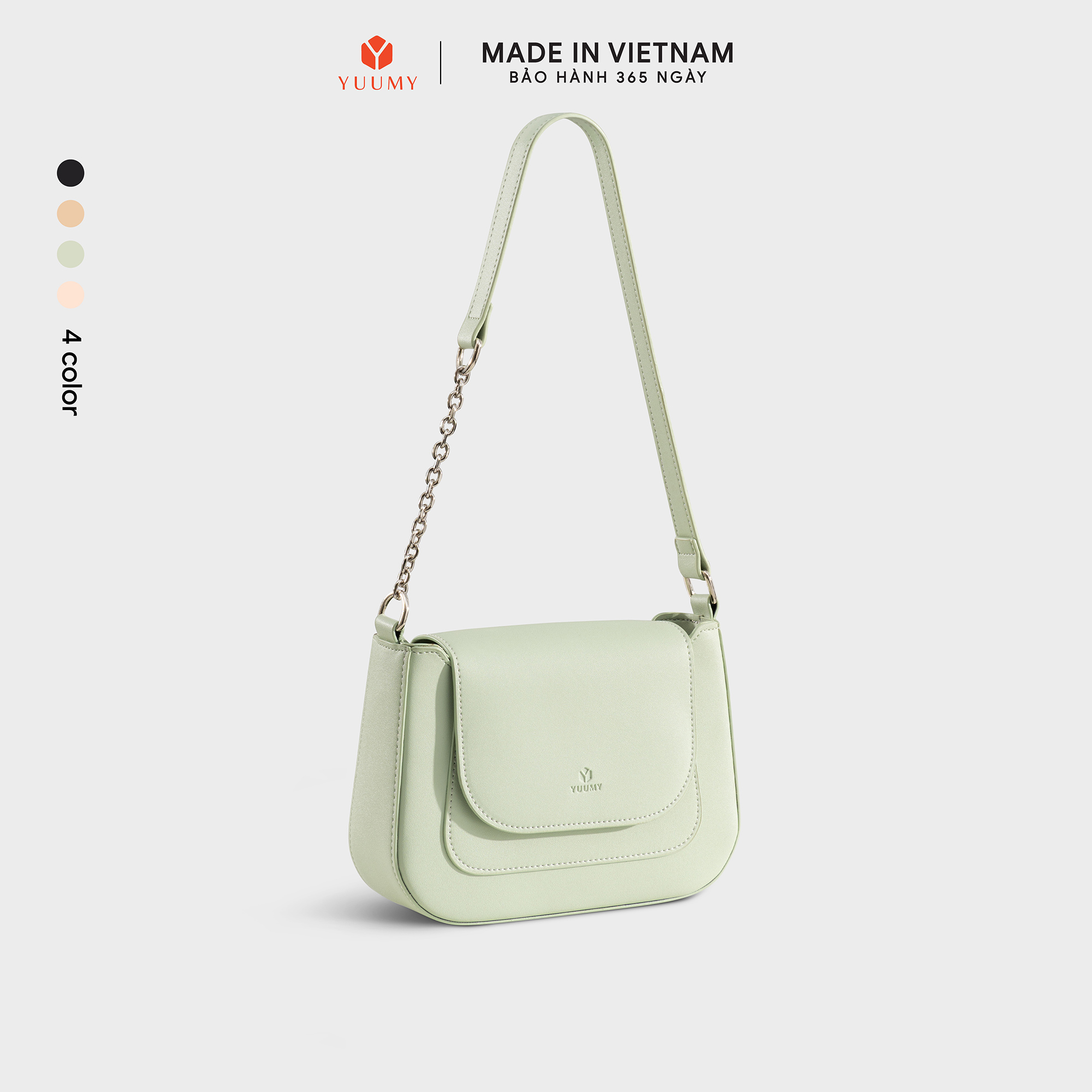 Túi Yuumy ( Thời trang nữ nắp gập bo viền tối giản size 22- Túi đeo vai da Seasand YN342 )