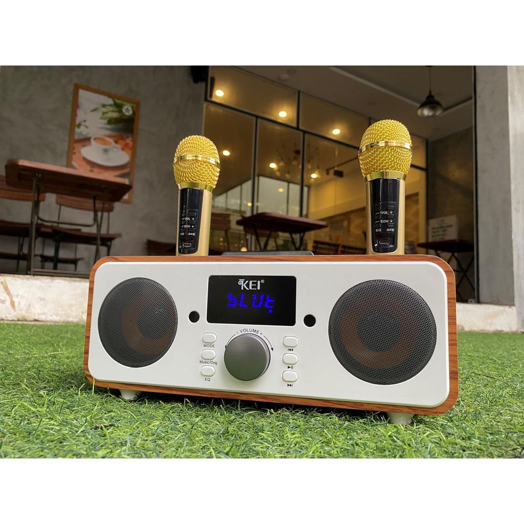 Loa karaoke bluetooth KEI K06 - Tặng kèm 2 micro không dây có màn hình LCD - Sạc pin ngay trên micro - Chỉnh EQ, echo