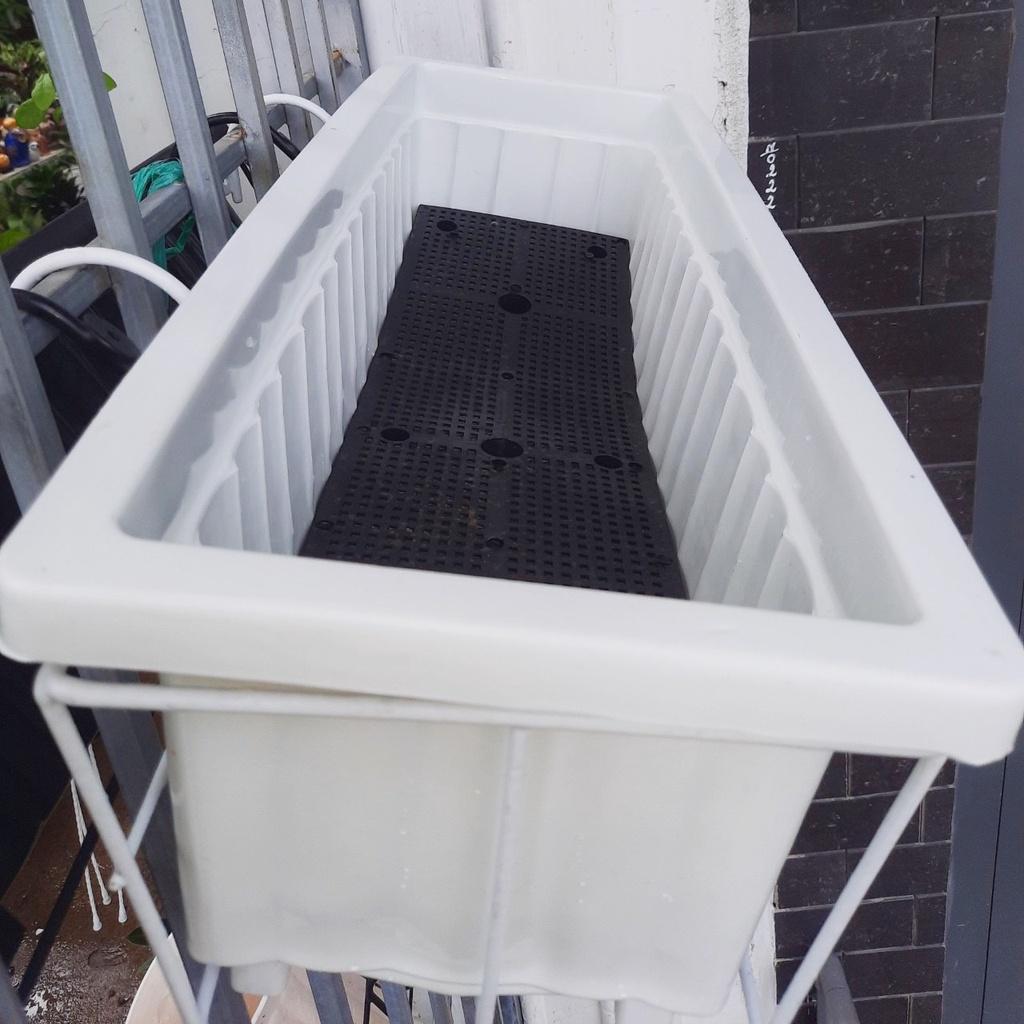 Combo 5 bộ khung sắt - chậu chữ nhật 65*25*20cm trồng hoa, rau treo lan can tiết kiệm không gian