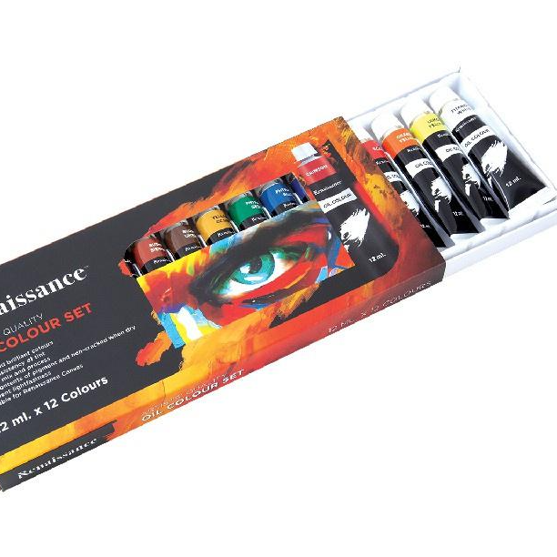 Bộ 12 màu vẽ sơn dầu chuyên nghiệp acrylic oil colour set dạng tuýp 12ml cao cấp của ý